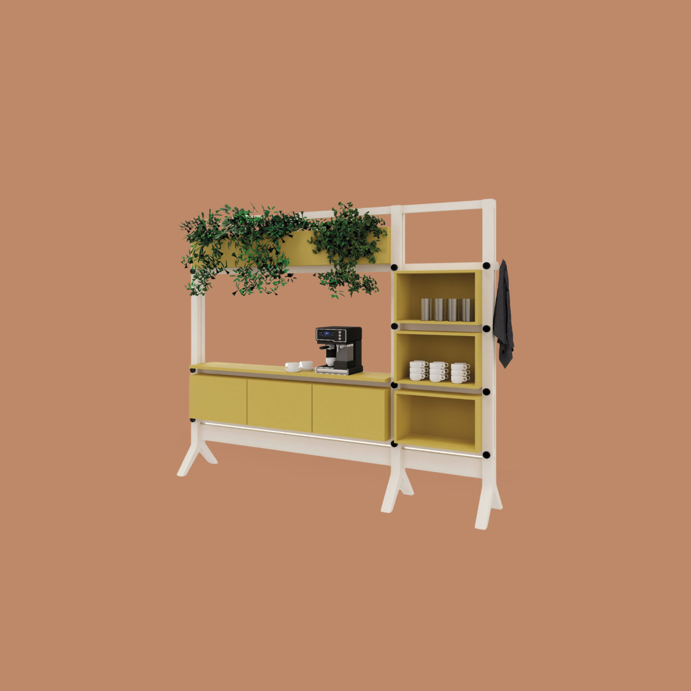 WERNER WORKS HOCKEY – Modularer Raumtrenner & Regalsystem aus Holz