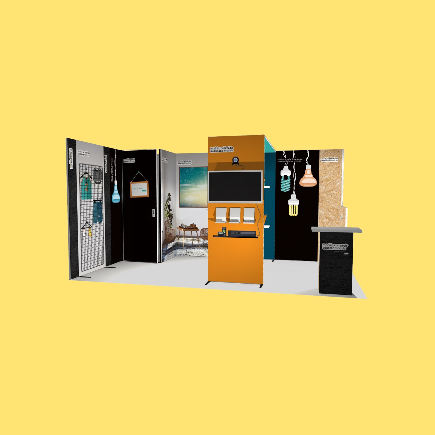 H-Line Panoramic Messestand – Demo-Komplettpaket (9 m², 12 m², 15 m², 18 m²)