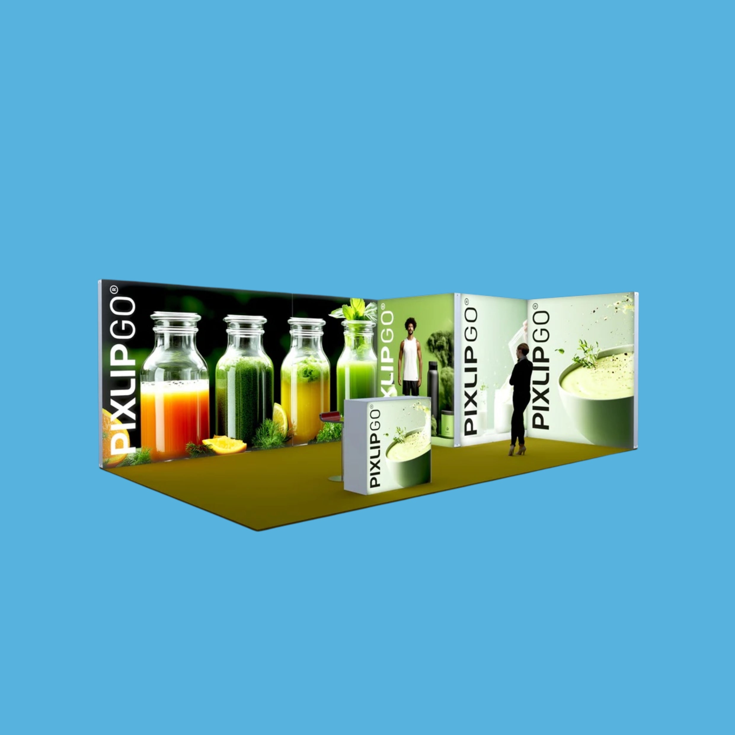 Detailaufnahme Pixlip GO Leuchtkasten am Messestand M-22 mit energieeffizienter LED-Technologie _Varia-systems