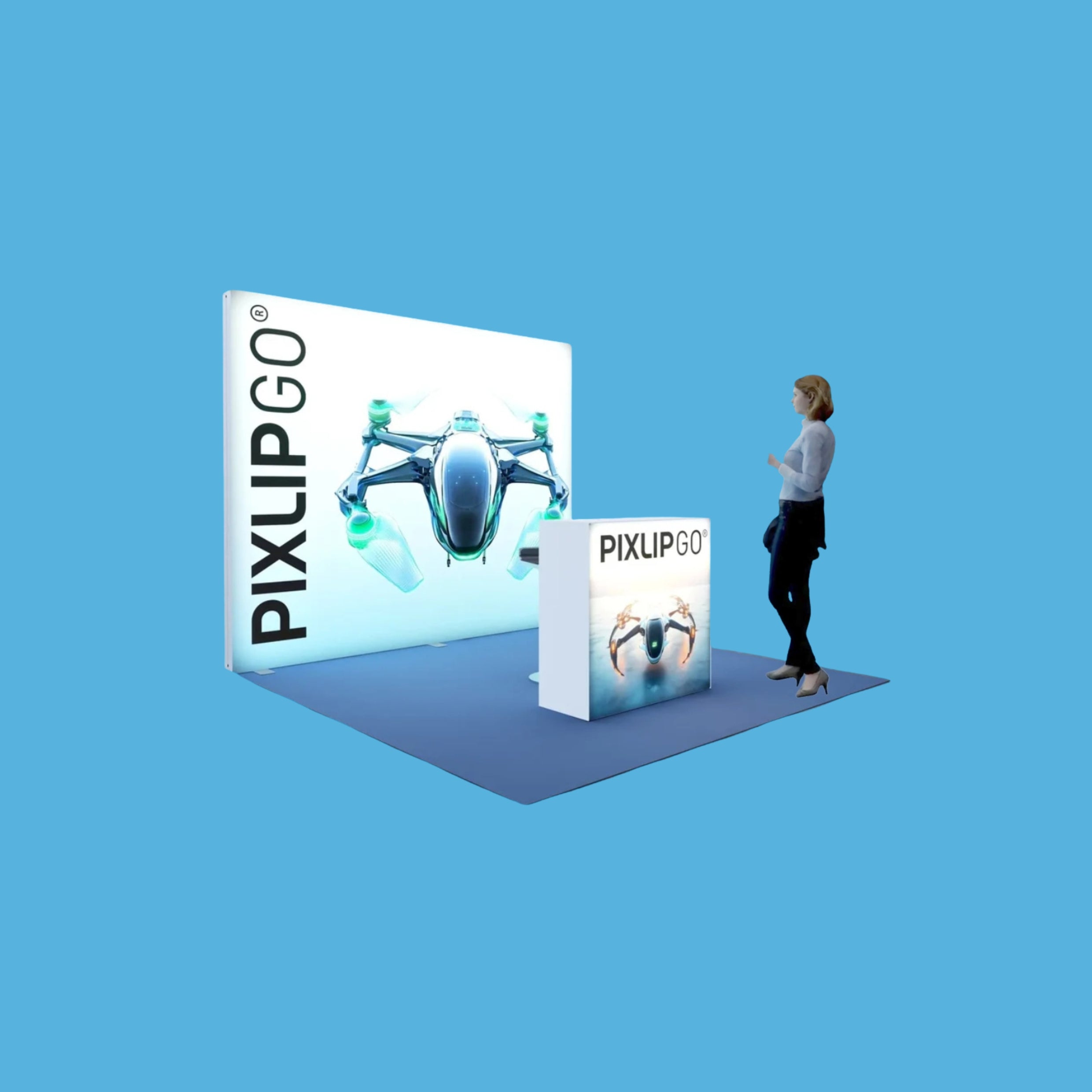 Detailaufnahme Pixlip Leuchtkasten am Messestand S-01 mit energieeffizienter LED-Beleuchtung _Varia-systems